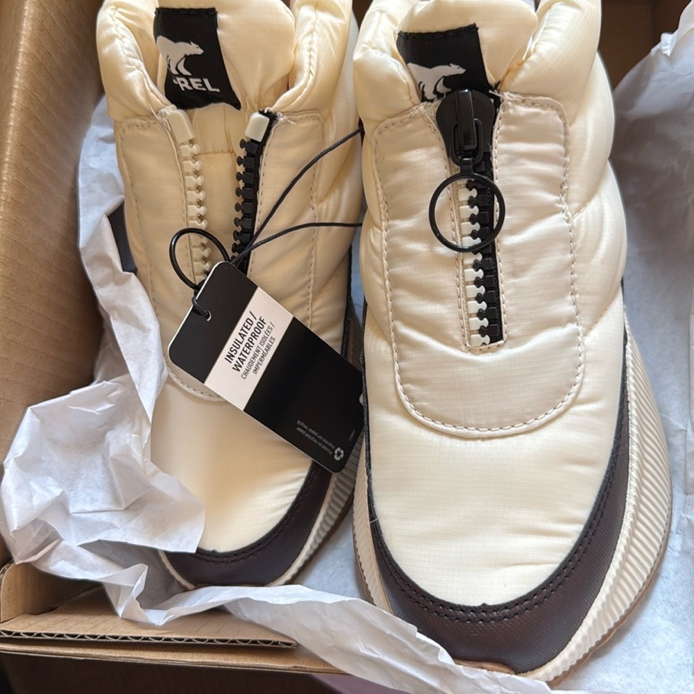 Sorel Cream and Brown Winter Boots